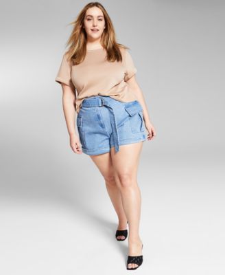 Jeannie Mai X INC Plus Size Denim Utility Shorts Created for Macy s Macy s