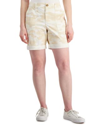 Petite Camo-Print Cuffed Bermuda Shorts, Created for Macy's