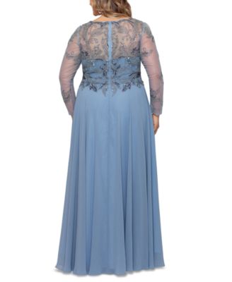 xscape plus size embellished illusion gown