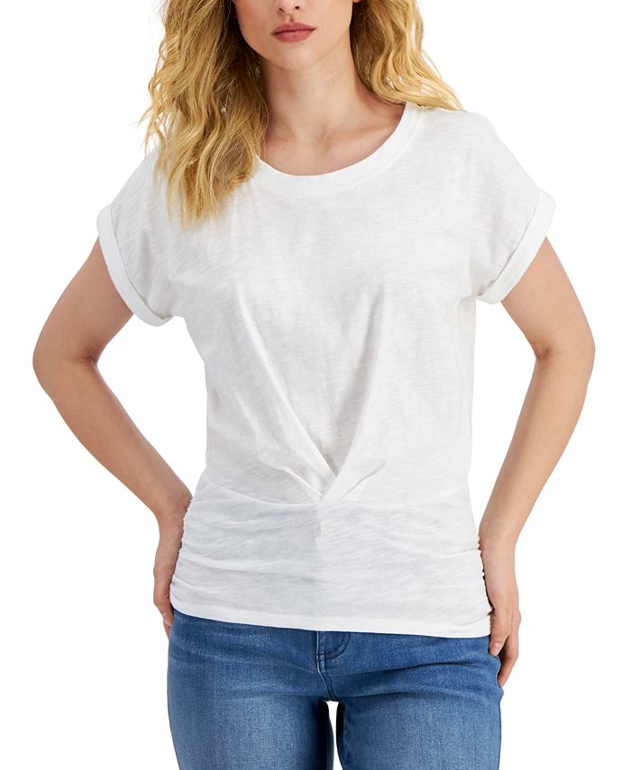 INC International Concepts Women's Pleated-Front Top, Created for Macy ...