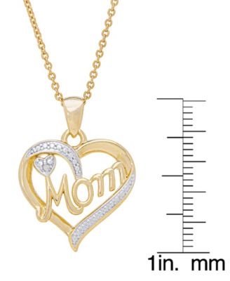 Women's Diamond Accent 'Mom' Heart Pendant Necklace