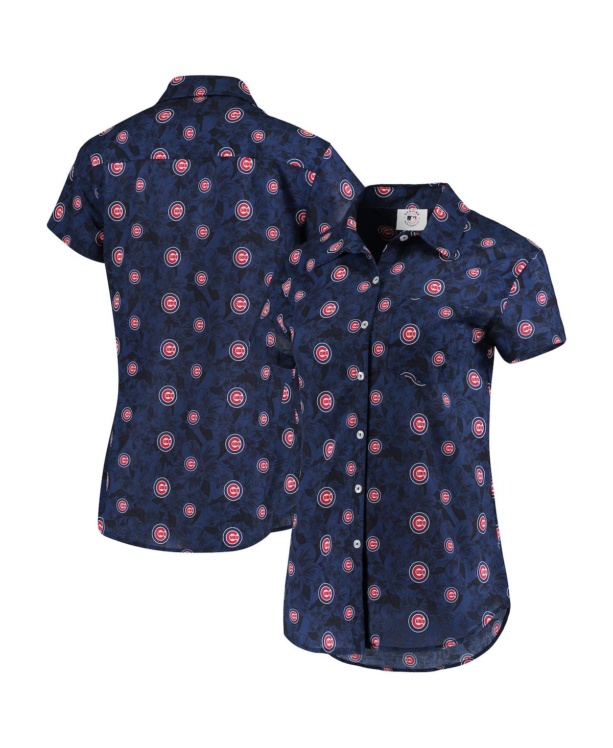 Women's Foco Royal Chicago Cubs Floral Button Up Shirt - Royal