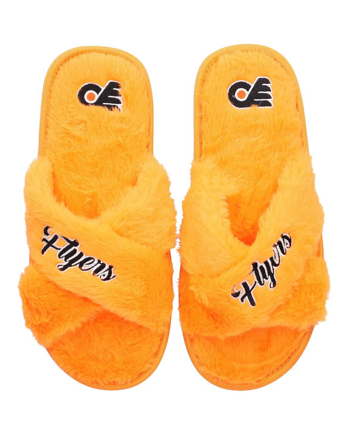 Women's Foco Philadelphia Flyers Script Cross Slide Slippers - Yellow