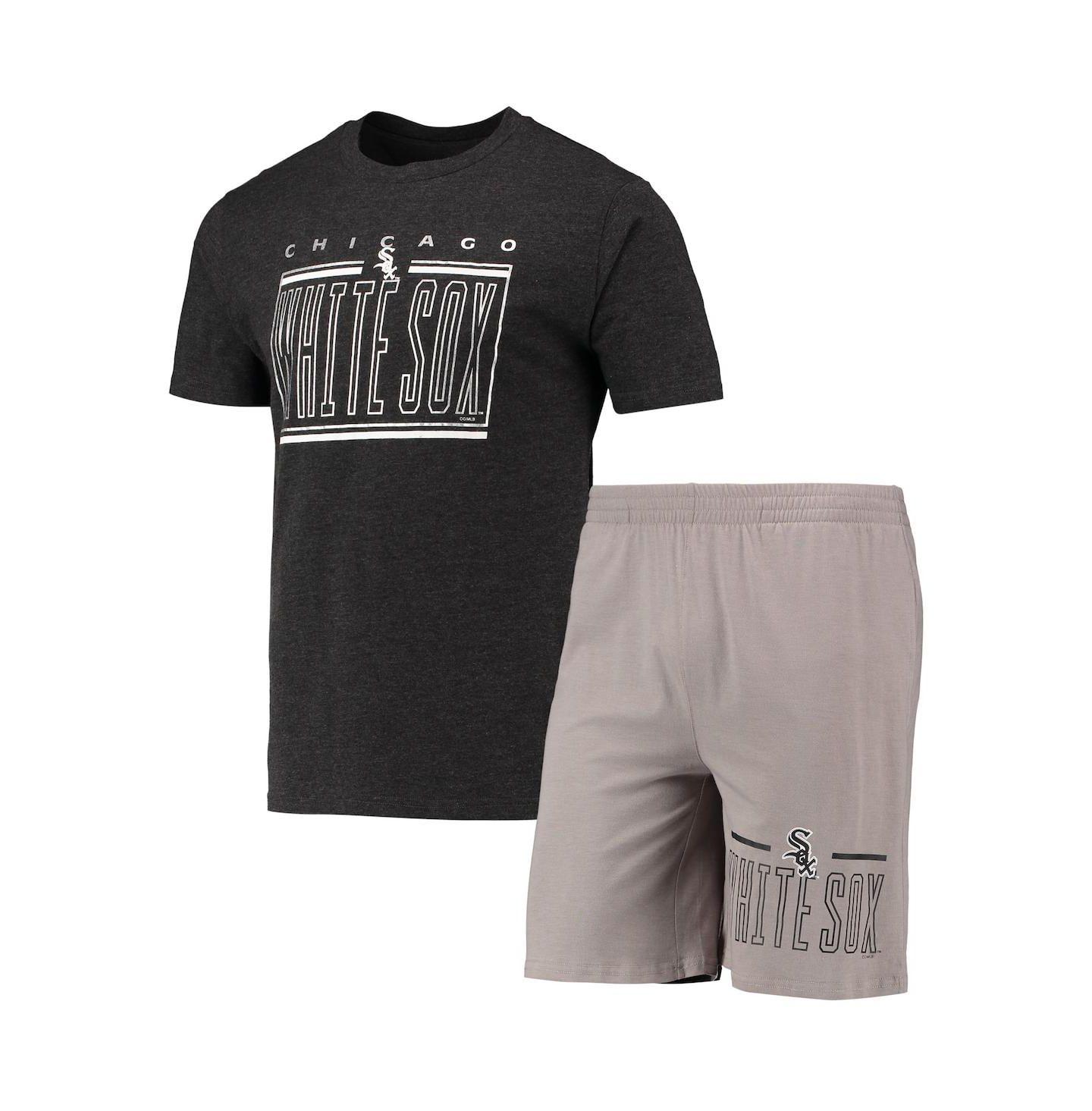Concepts Sport Men's Gray, Black Chicago White Sox Meter T-shirt and Shorts Sleep Set — фото 1