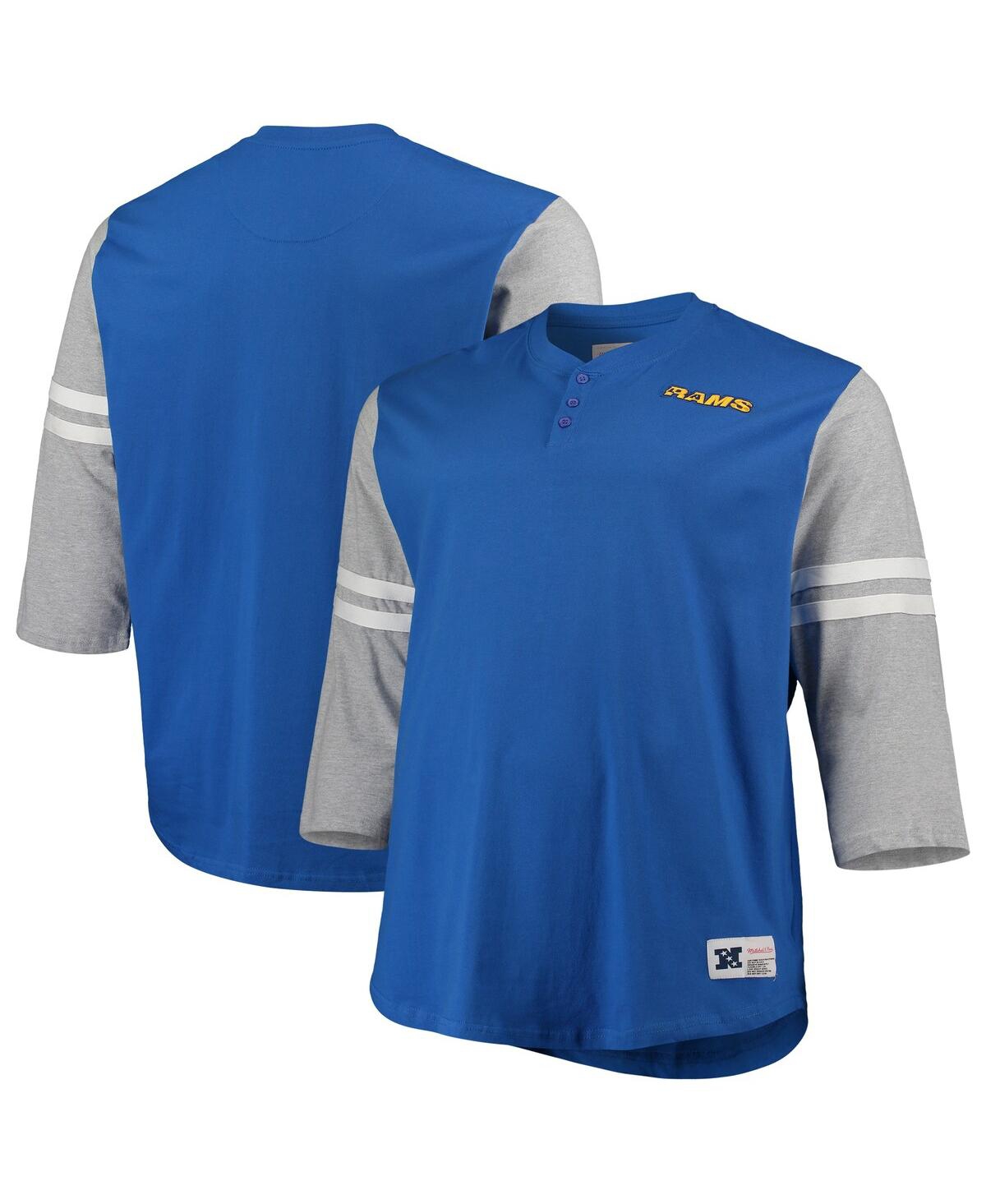 Men's Mitchell & NessLos Angeles Rams Big and Tall Henley 3/4-Sleeve T-shirt - Royal