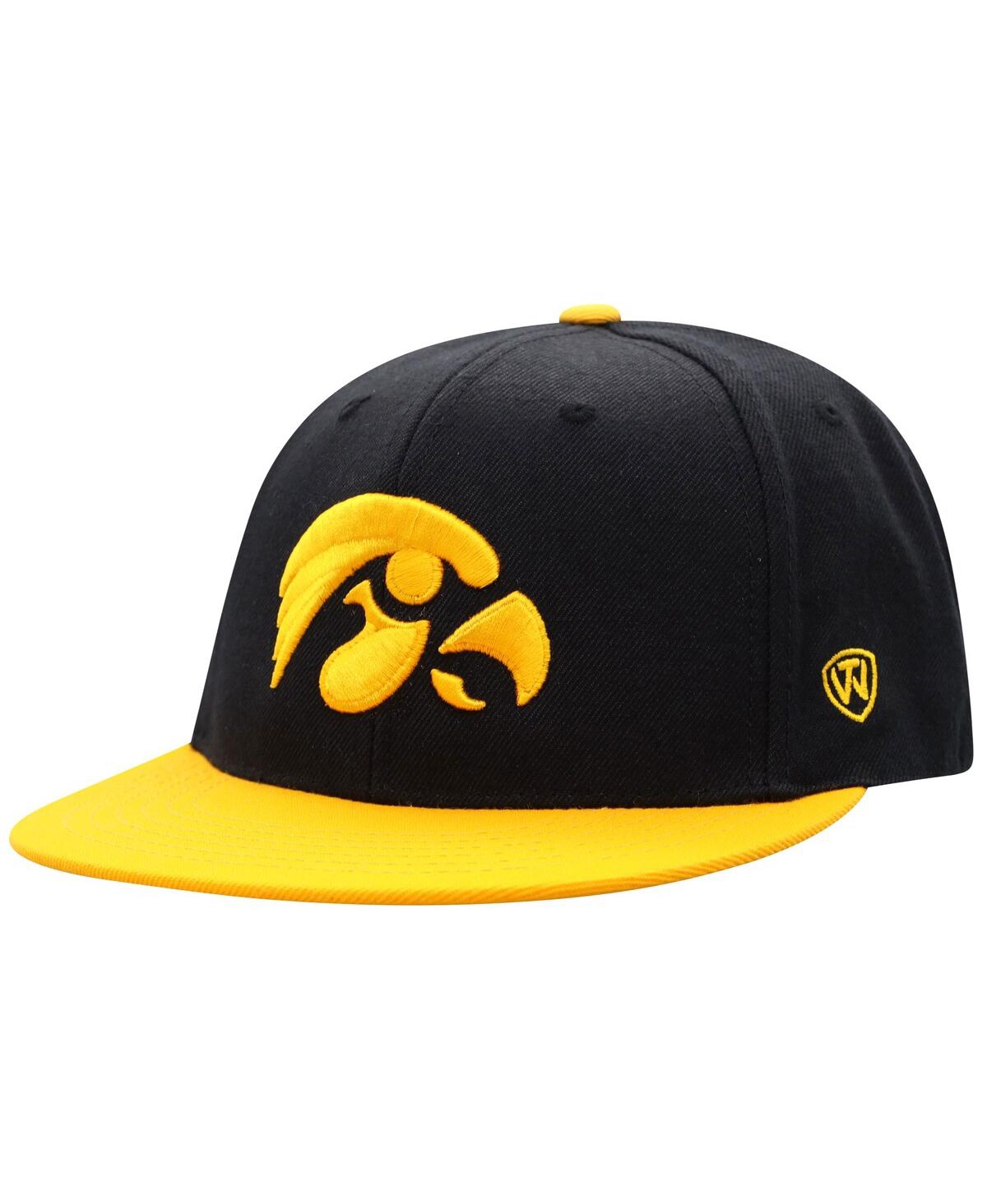Shop Top Of The World Men's  Black, Gold Iowa Hawkeyes Team Color Two-tone Fitted Hat In Black,gold