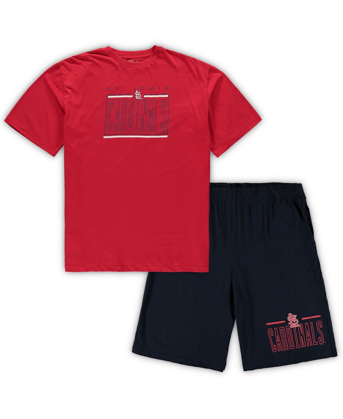 Shop Concepts Sport Men's  Red, Navy St. Louis Cardinals Big And Tall T-shirt And Shorts Sleep Set In Red,navy