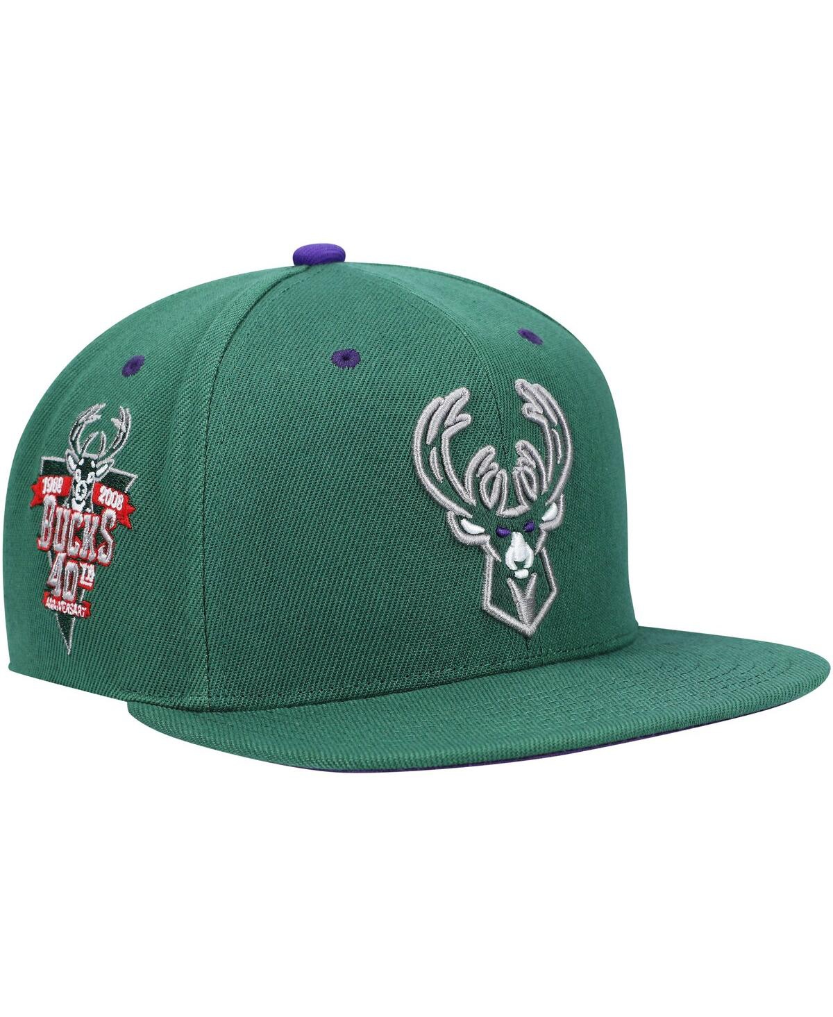 Men's Mitchell & NessMilwaukee Bucks 40th Anniversary Color Flip Snapback Hat - Hunter Green