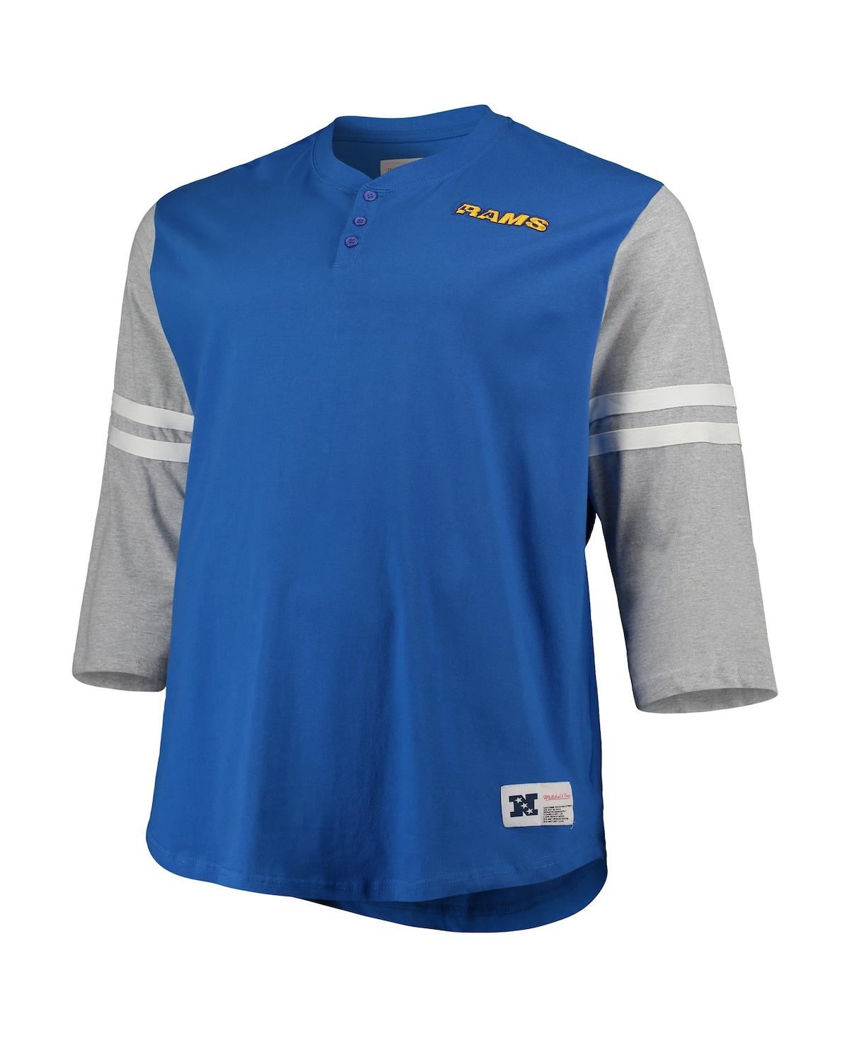 Men's Mitchell & NessLos Angeles Rams Big and Tall Henley 3/4-Sleeve T-shirt - Royal