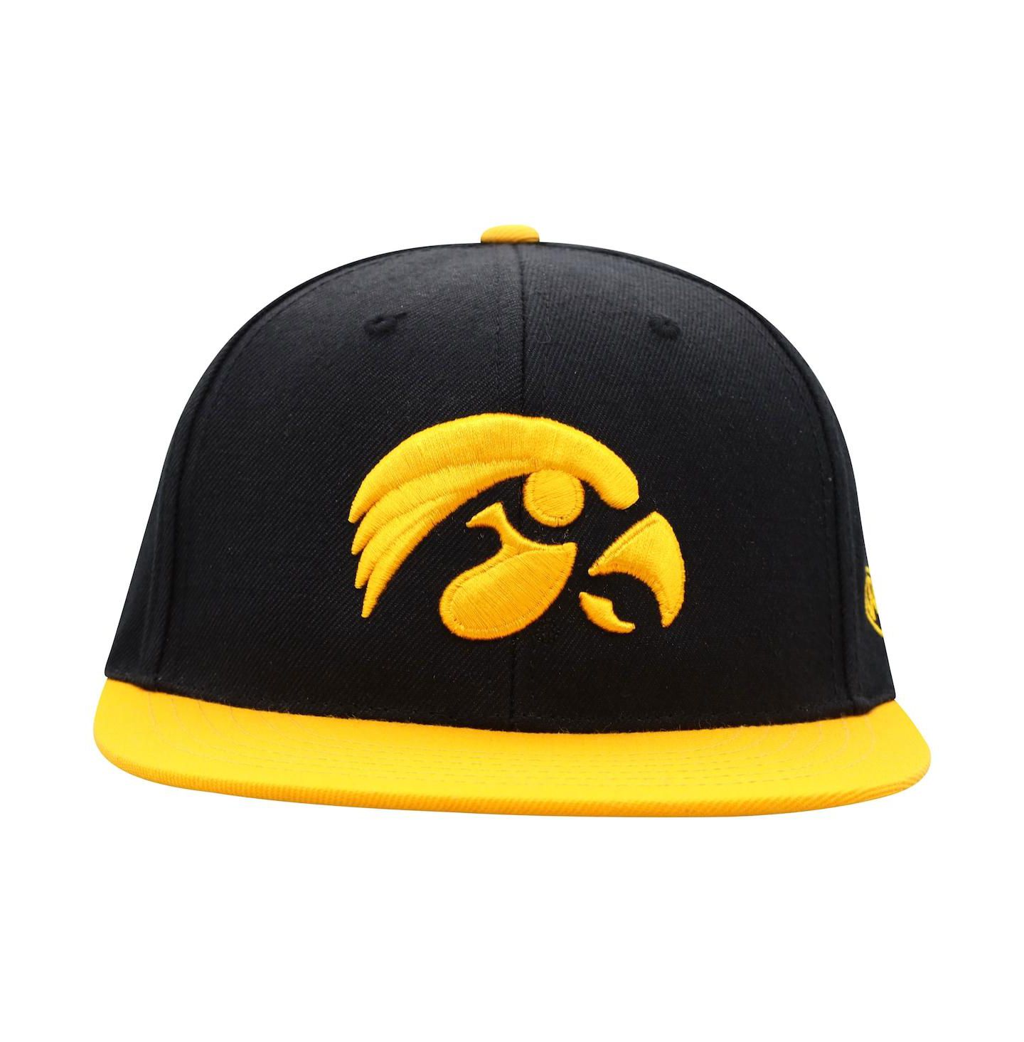 Мужская кепка Top of the World Black, Gold Iowa Hawkeyes Team Color Two-Tone Fitted Hat — фото 3