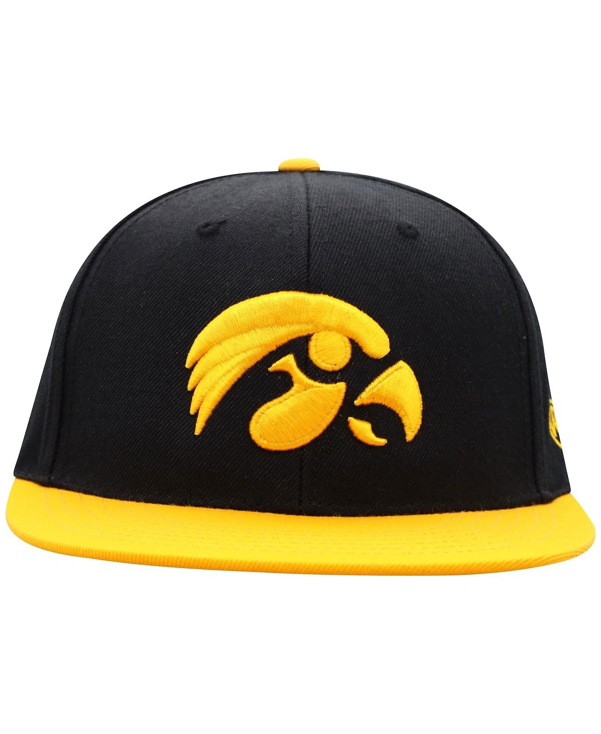 Shop Top Of The World Men's  Black, Gold Iowa Hawkeyes Team Color Two-tone Fitted Hat In Black,gold