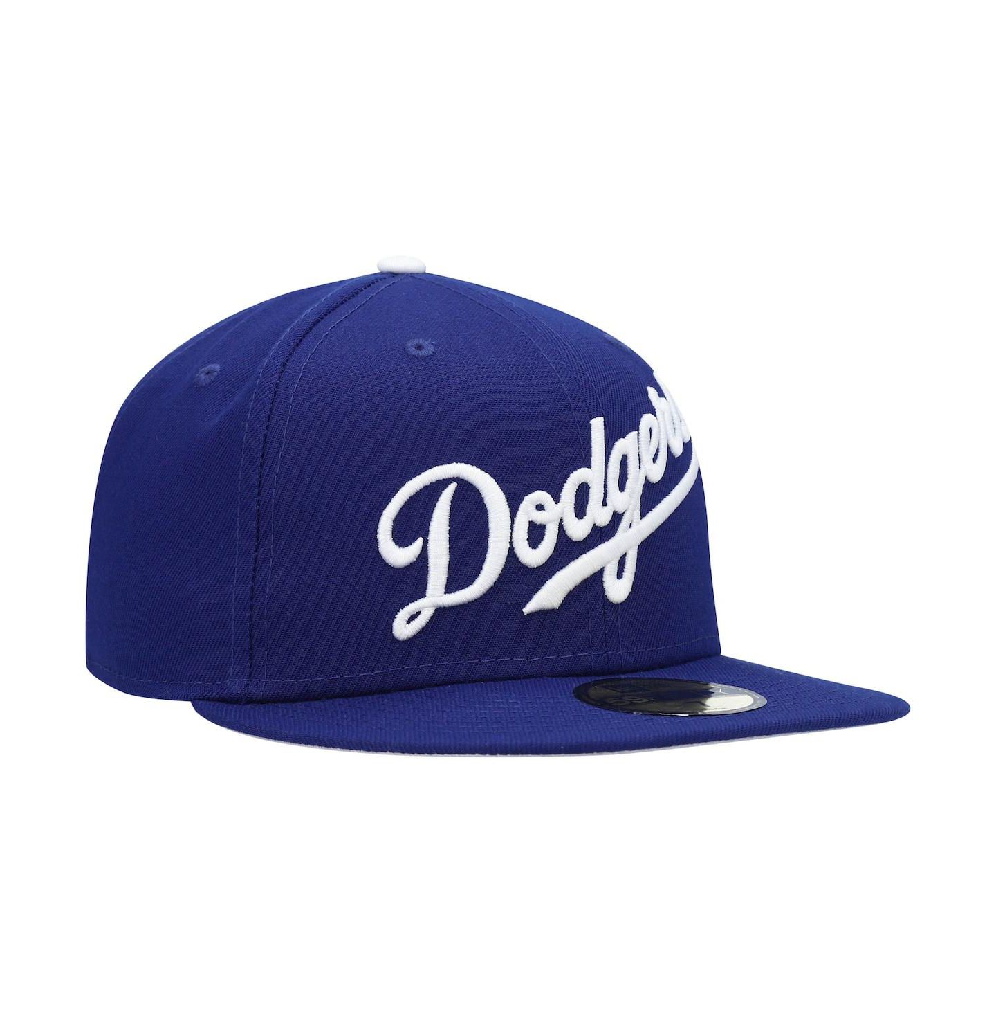 Мужская кепка New Era Royal Los Angeles Dodgers Logo White 59FIFTY Fitted Hat — фото 4