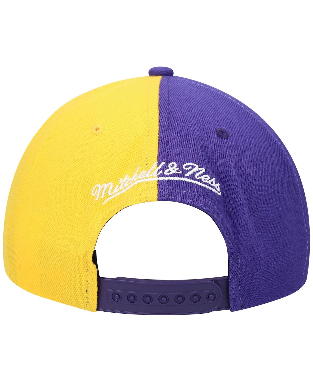 Men's Mitchell & Ness Gold Los Angeles Lakers Half and Half Snapback Hat - Gold