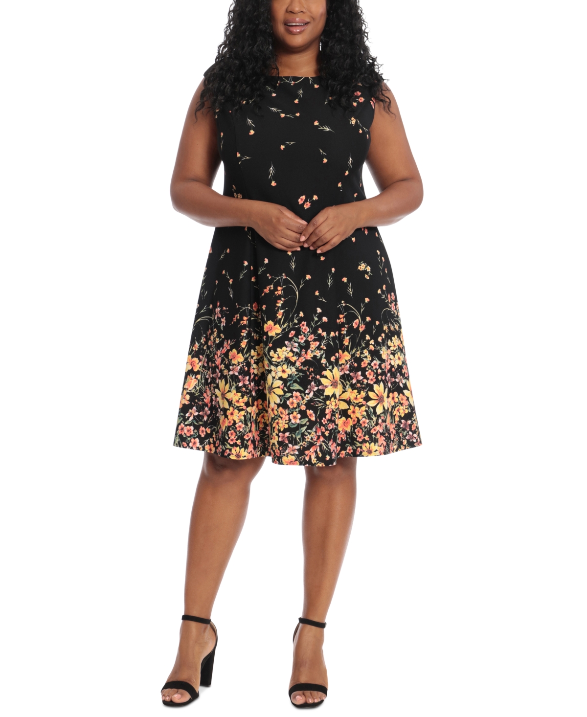 London Times Womens Floral Print Crepe Midi Dress In Sapphire,orchid