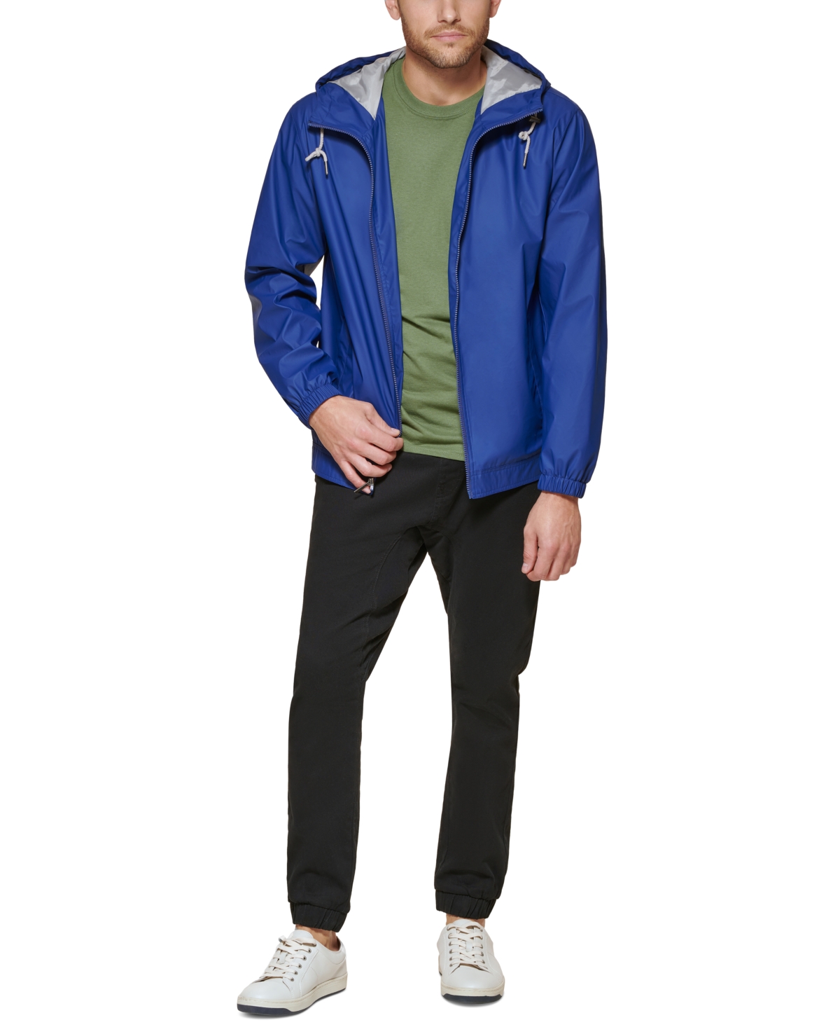 Club Room Men's Rubberized Lightweight Hooded Rain Jacket, Created for Macy's