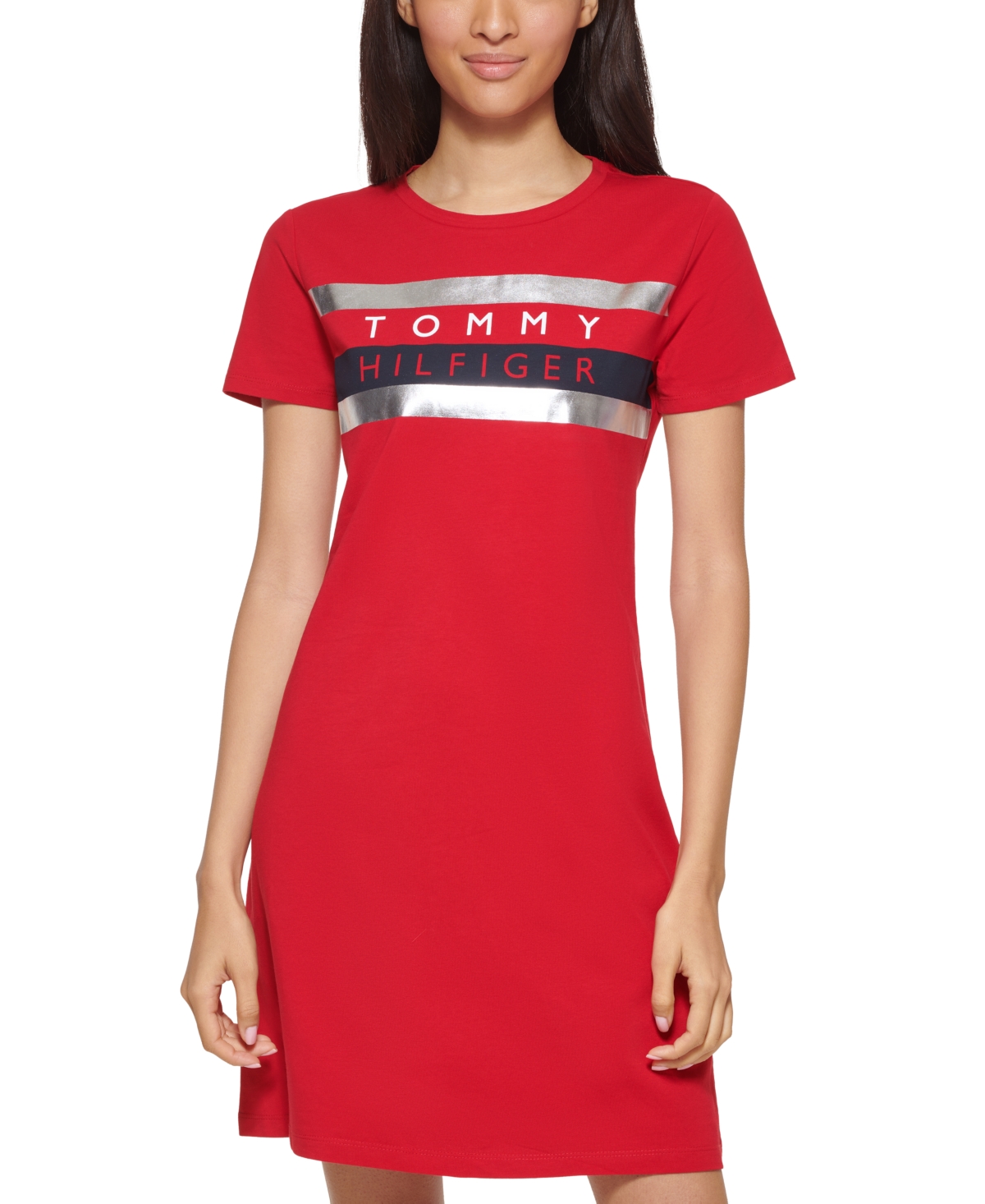 Tommy Hilfiger Women's Short-Sleeve Foil Logo Dress