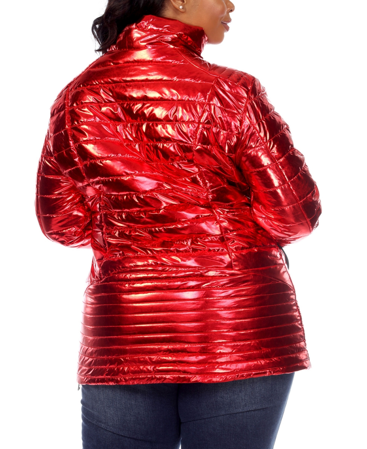 Plus Size Metallic Puffer Coat