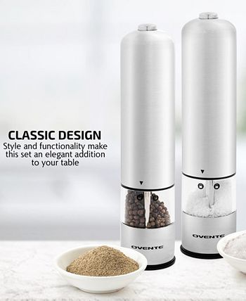 OVENTE Professional 2 Piece Electric Salt and Pepper Grinder Set - Macy's