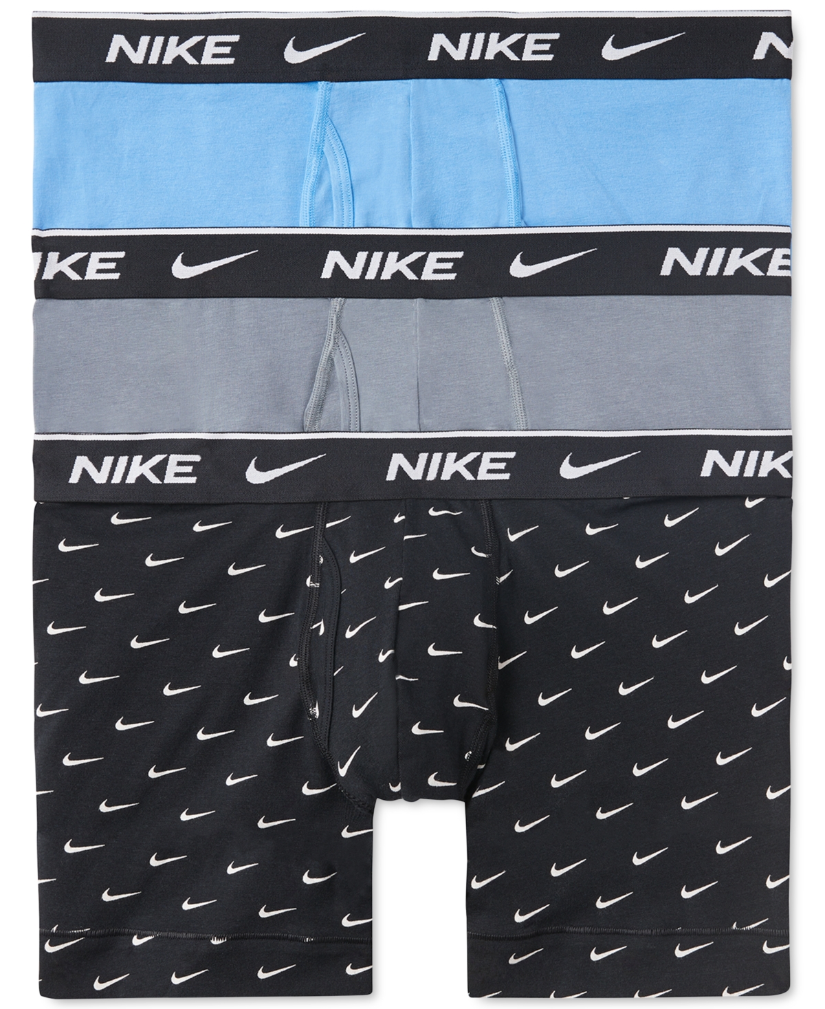 Men's 3-Pack Dri-fit Essential Cotton Stretch Boxer Briefs - White/Grey