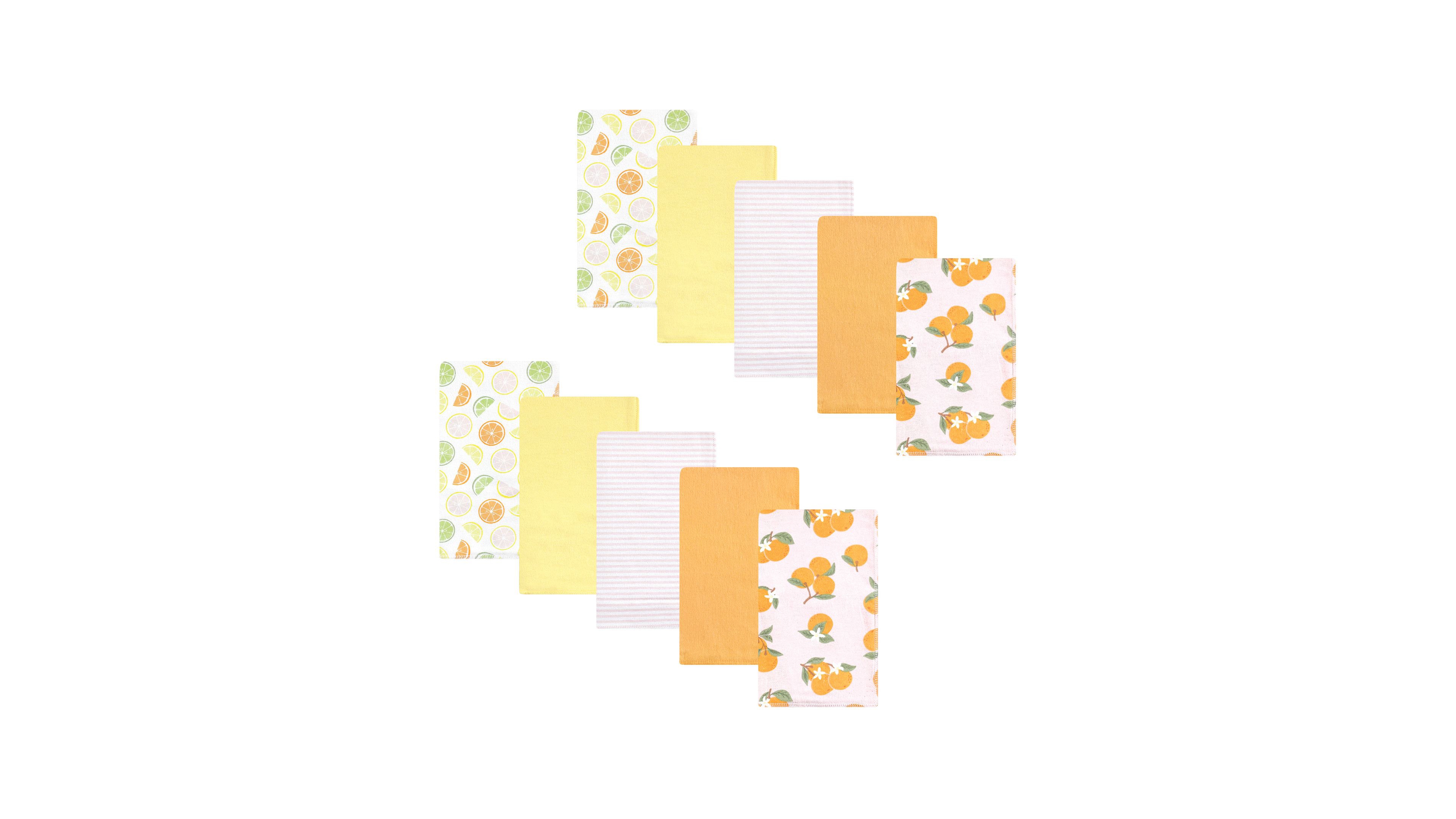 Hudson Baby Infant Girl Cotton Flannel Burp Cloths, Citrus Orange, One