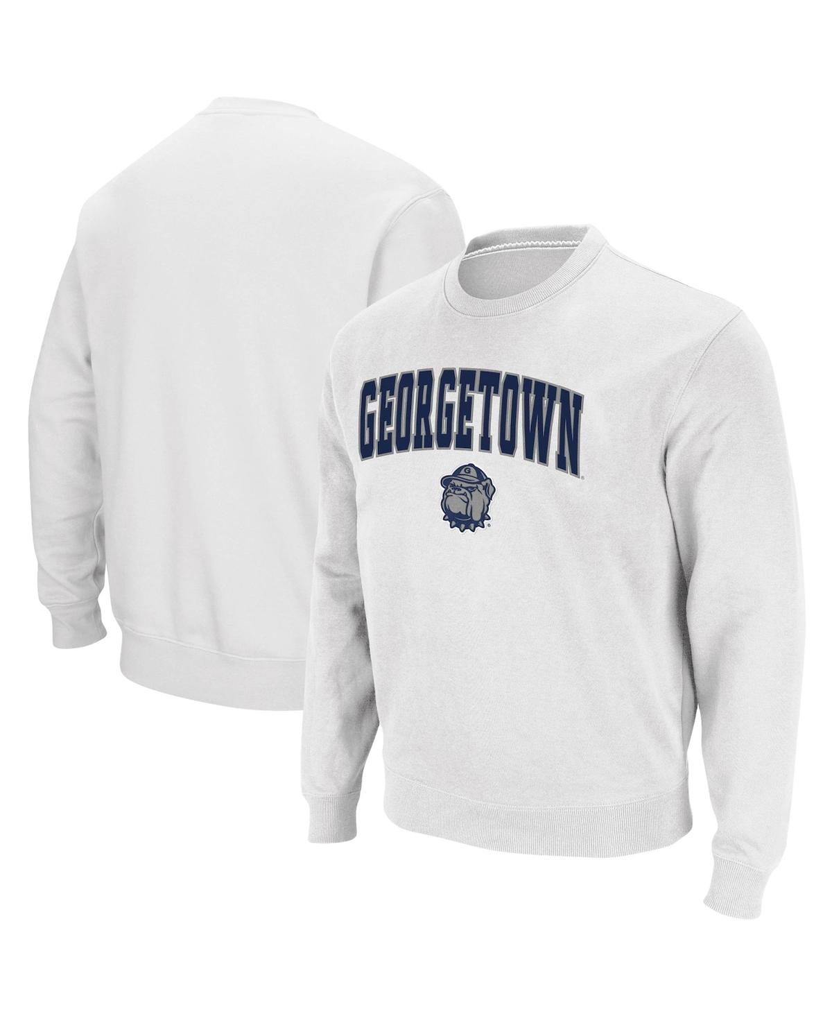 Colosseum Men's  White Georgetown Hoyas Arch Logo Tackle Twill Pullover Sweatshirt