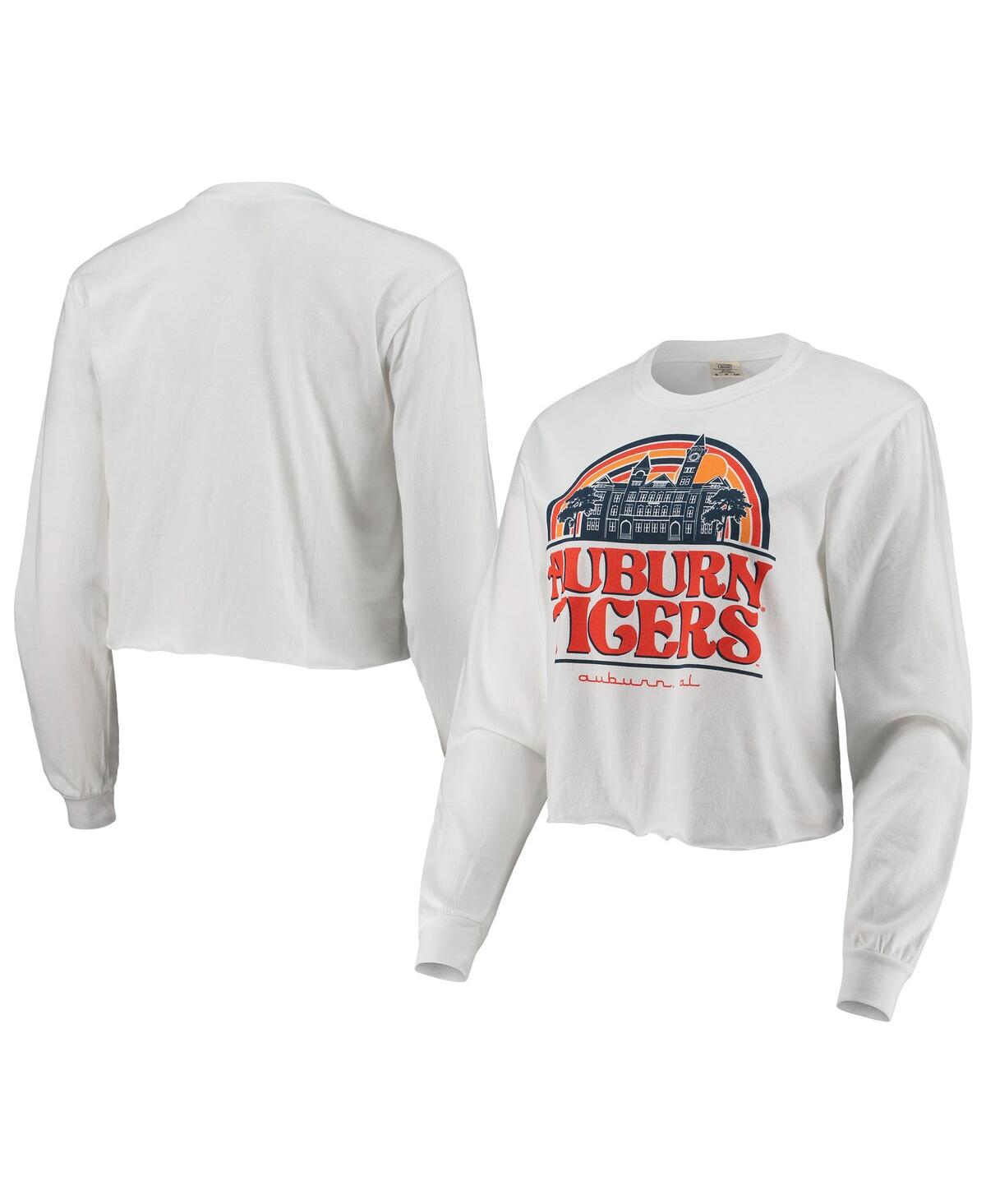 Women's White Auburn Tigers Retro Campus Crop Long Sleeve T-shirt - White