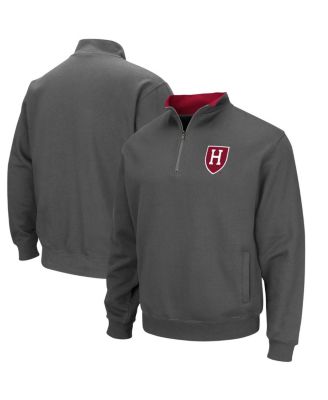 Men's Charcoal Harvard Crimson Tortugas Team Logo Quarter-Zip Jacket