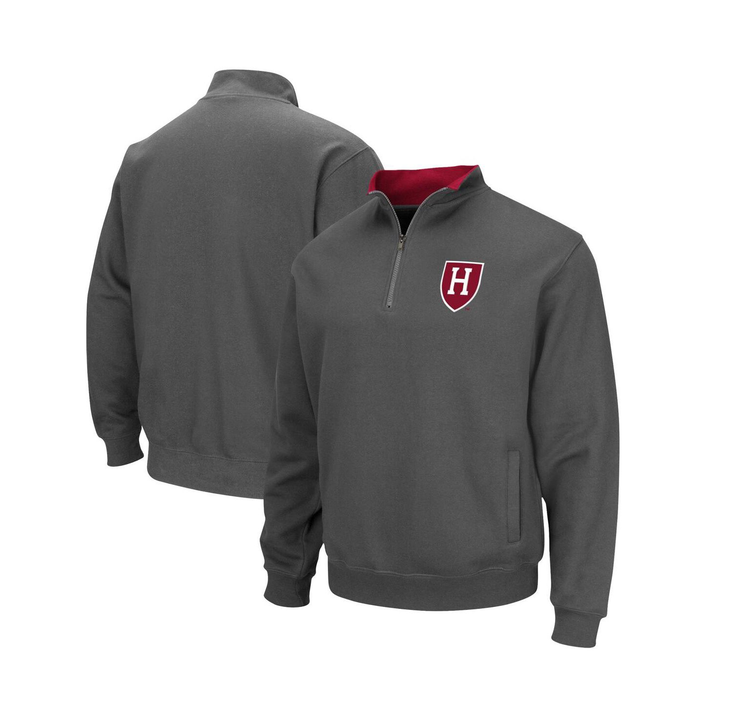 Men's Charcoal Harvard Crimson Tortugas Team Logo Quarter-Zip Jacket