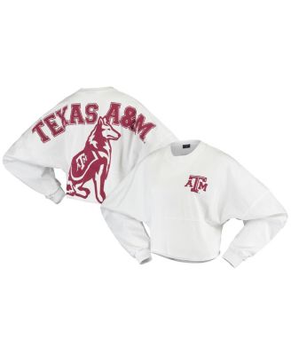 Women's White Texas A M Aggies Raw Hem Cropped Long Sleeve T-shirt