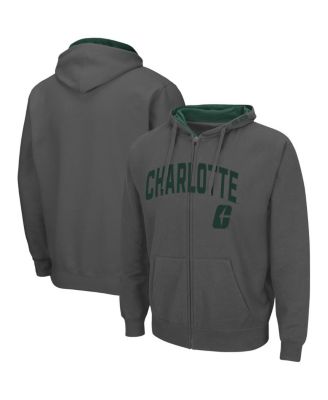 Men's Charcoal Charlotte 49ers Arch Logo 3.0 Full-Zip Hoodie