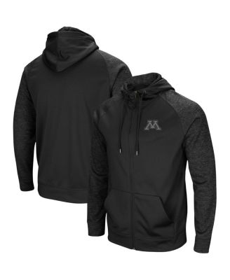 Men's Black Minnesota Golden Gophers Blackout 3.0 Tonal Raglan Full-Zip Hoodie