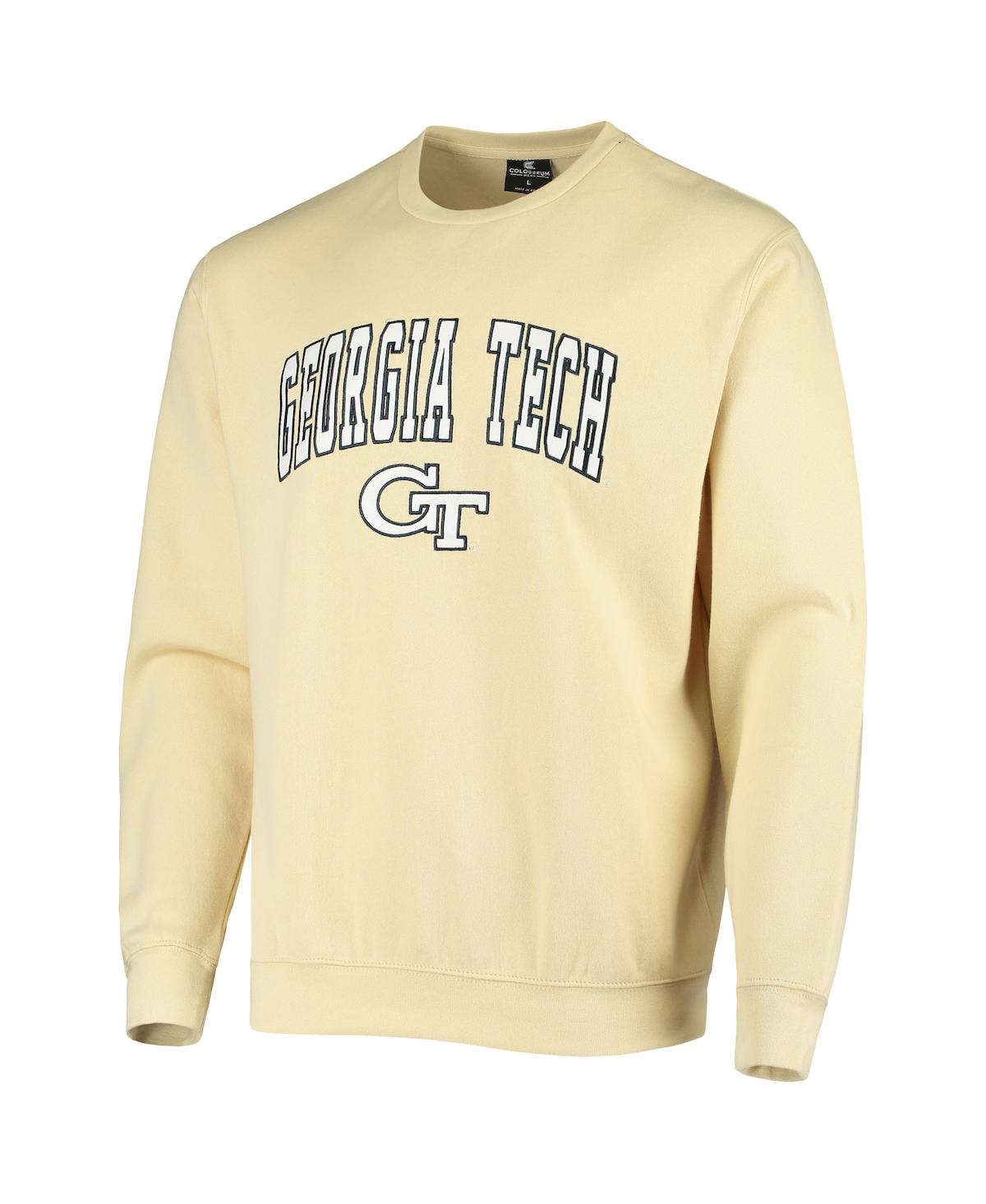 Colosseum Men's Gold-tone Georgia Tech Yellow Jackets Arch Logo Tackle Twill Pullover Sweatshirt In Gold