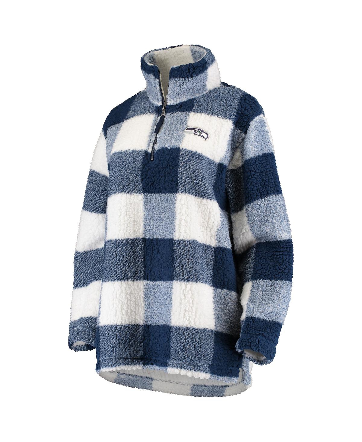 Women's G-iii 4Her by Carl BanksSeattle Seahawks Sherpa Plaid Quarter-Zip Jacket - Navy