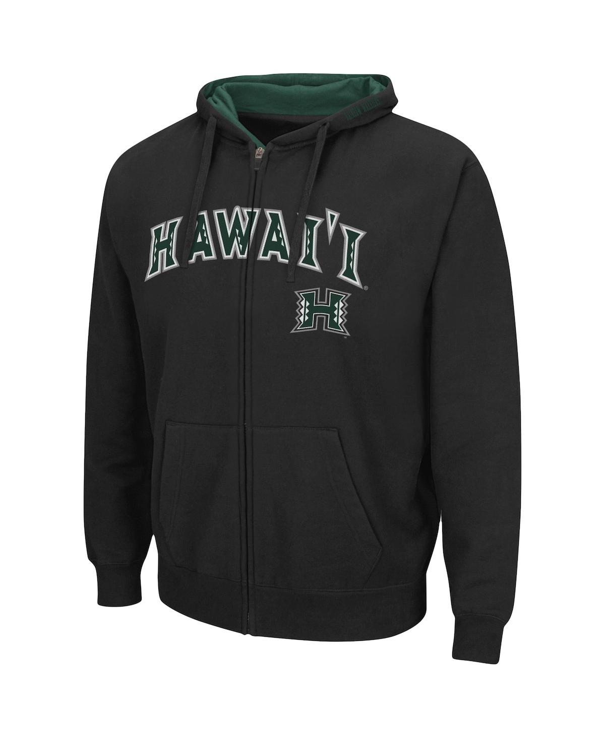 Colosseum Men's  Black Hawaii Warriors Arch & Logo 3.0 Full-zip Hoodie In Black