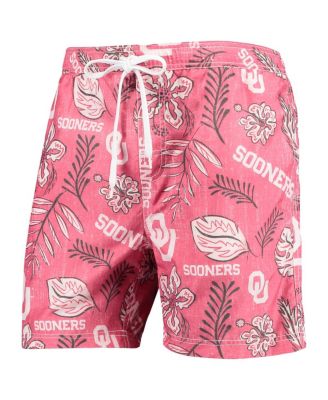 Men's Crimson Oklahoma Sooners Vintage-Like Floral Swim Trunks