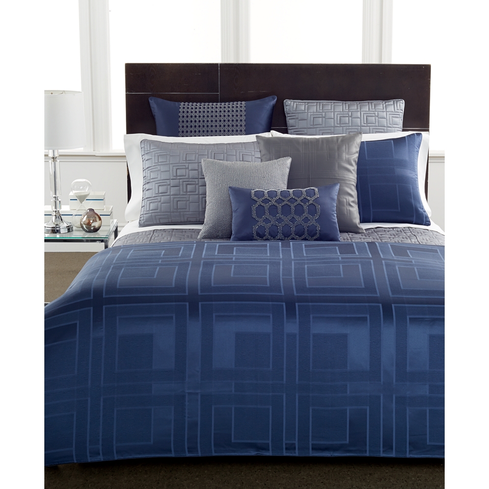 Hotel Collection Quadre Blue Duvet Covers   Bedding Collections   Bed