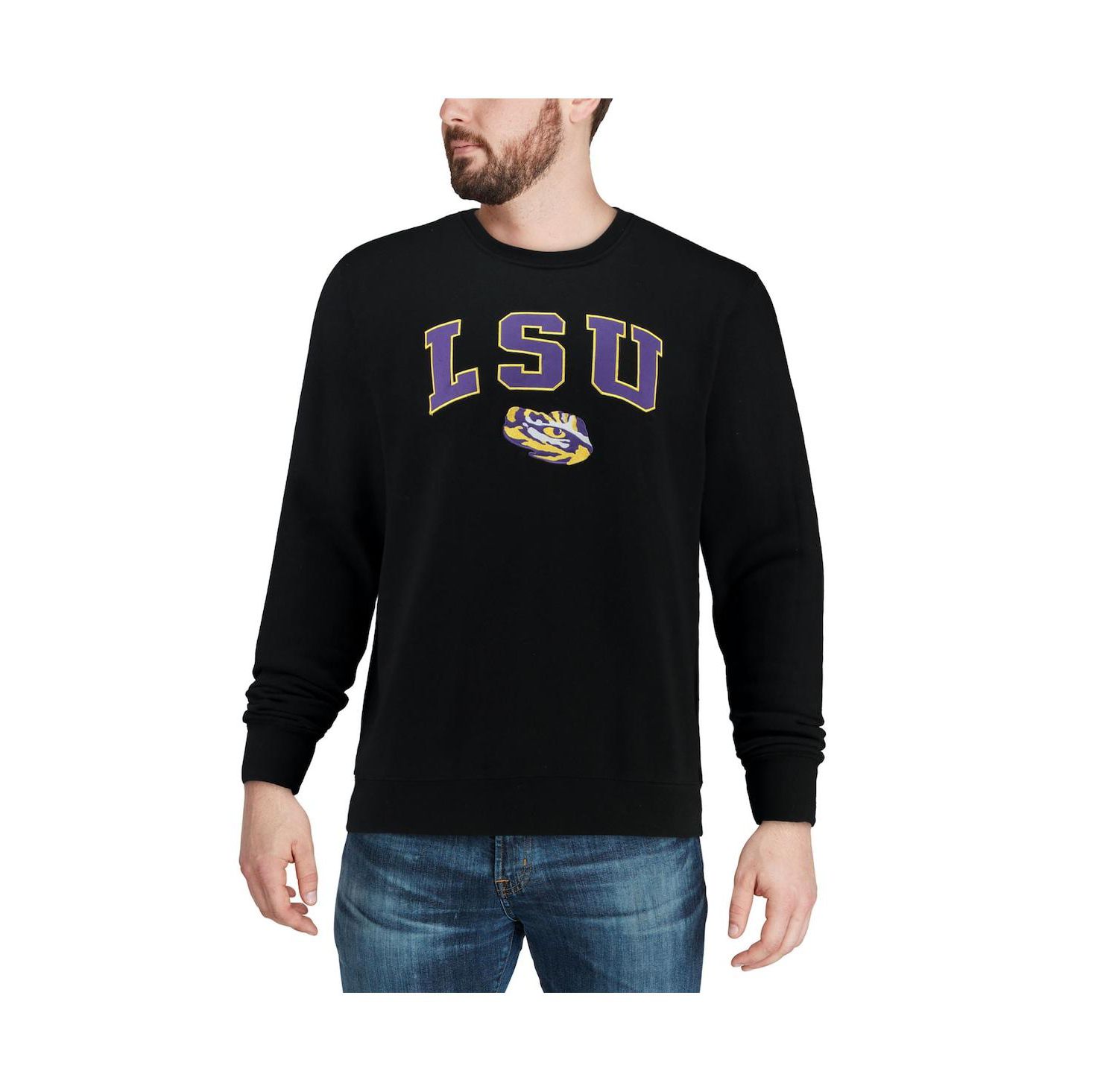 Men's LSU Tigers Arch & Logo Crew Neck Sweatshirt