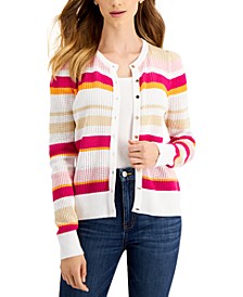 Women's Striped Button Cardigan, Created for Macy's