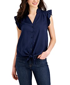 Women's Tie-Hem Button-Up Blouse; Created for Macy's