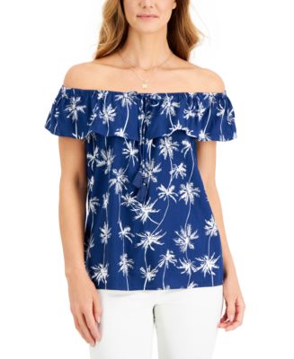 売れ筋商品|||スタイルアンドコー カットソー トップス レディース Women's Printed On-Off Shoulder Top, Exclusively at Macy's Deep Black Combo Style & Co Women's Printed On/Off Shoulder Top, Exclusively