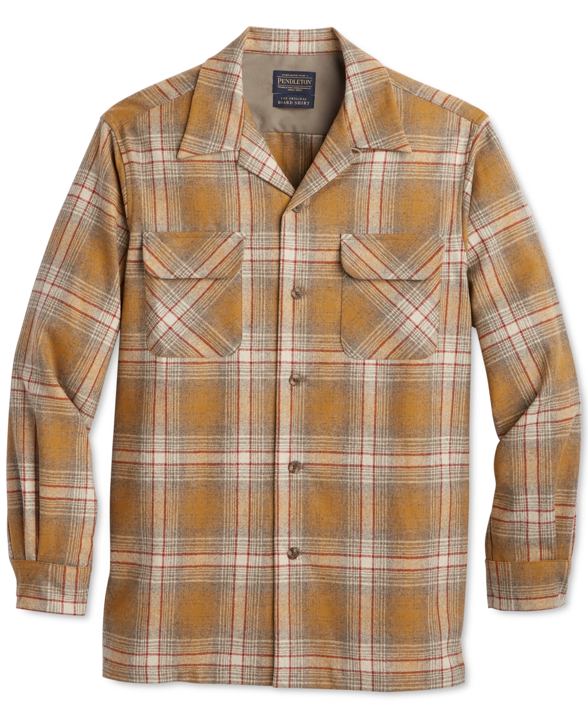 Pendleton Fremont Flannel Shirt - Men's Dark Olive/Tan/Red Plaid, L