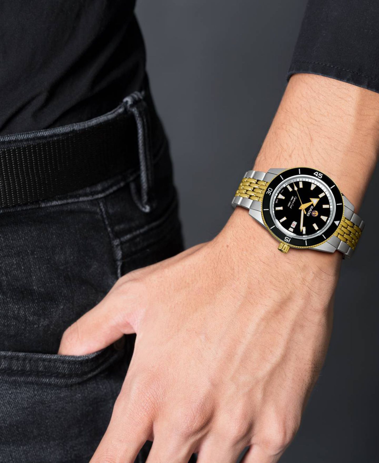 Мужские часы Rado Captain Cook Automatic Two-Tone Stainless Steel Bracelet Watch 42mm — фото 5