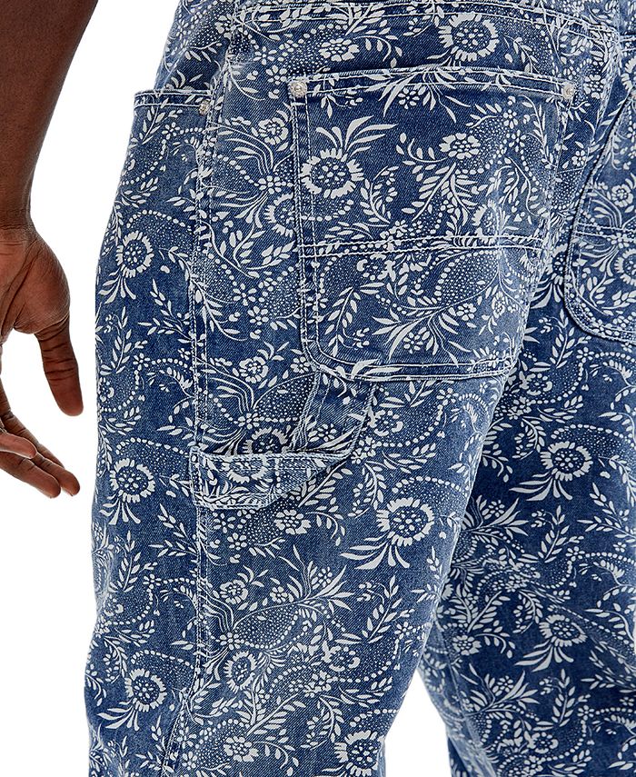 GUESS Men's Cadet RelaxedFit Paisley BandanaPrint Carpenter Jeans