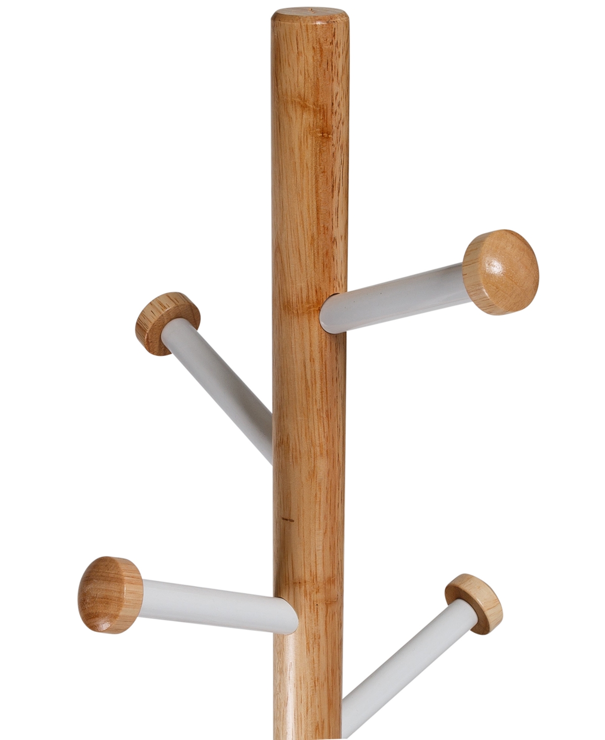 Honey Can Do FreestandingWood-Accented Corner Coat Rack with 6 Hooks - White