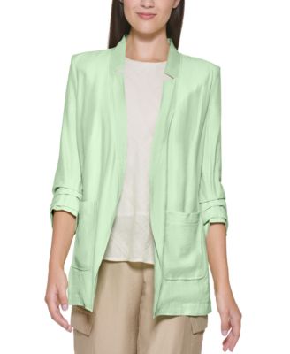 dkny ruched sleeve blazer