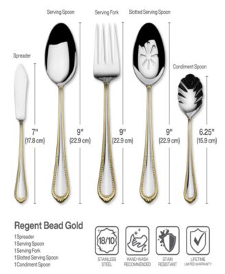 Regent Bead Gold 65 Pc. Flatware Set, Service for 12