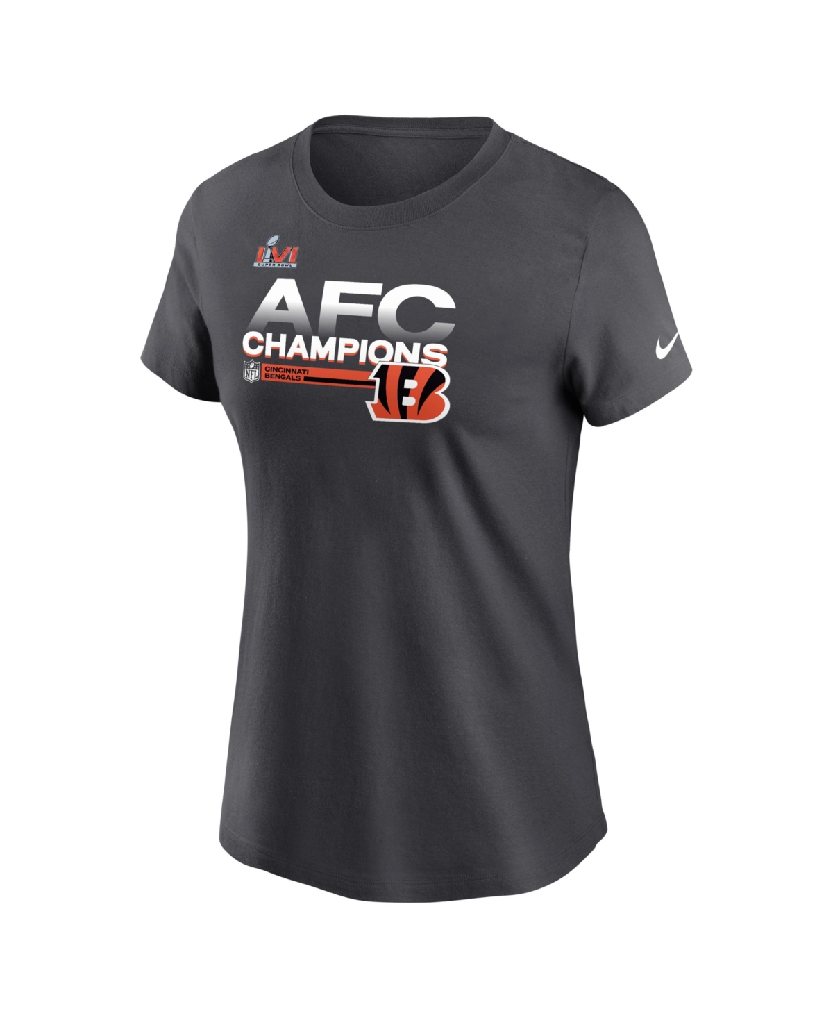 Nike Women's  Cincinnati Bengals Afc Champions Trophy Collection T-shirt In Anthracite