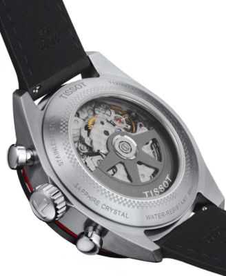 Tissot Men's PRS 516 Automatic Chronograph Black Leather Strap Watch 45mm