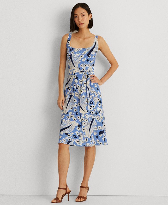Lauren Ralph Lauren Floral Crepe Sleeveless Dress - Macy's