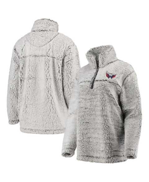 Женские свитеры G-III 4Her by Carl Banks Women's Gray Washington Capitals Sherpa Quarter-Zip Pullover Jacket